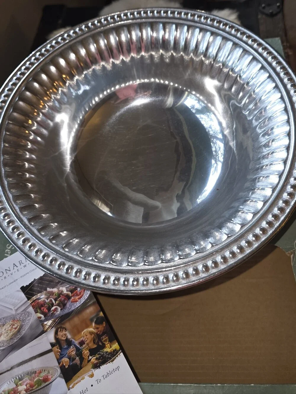 Wilton Armetale Flutes & Pearls Large Serving Bowl New in Box